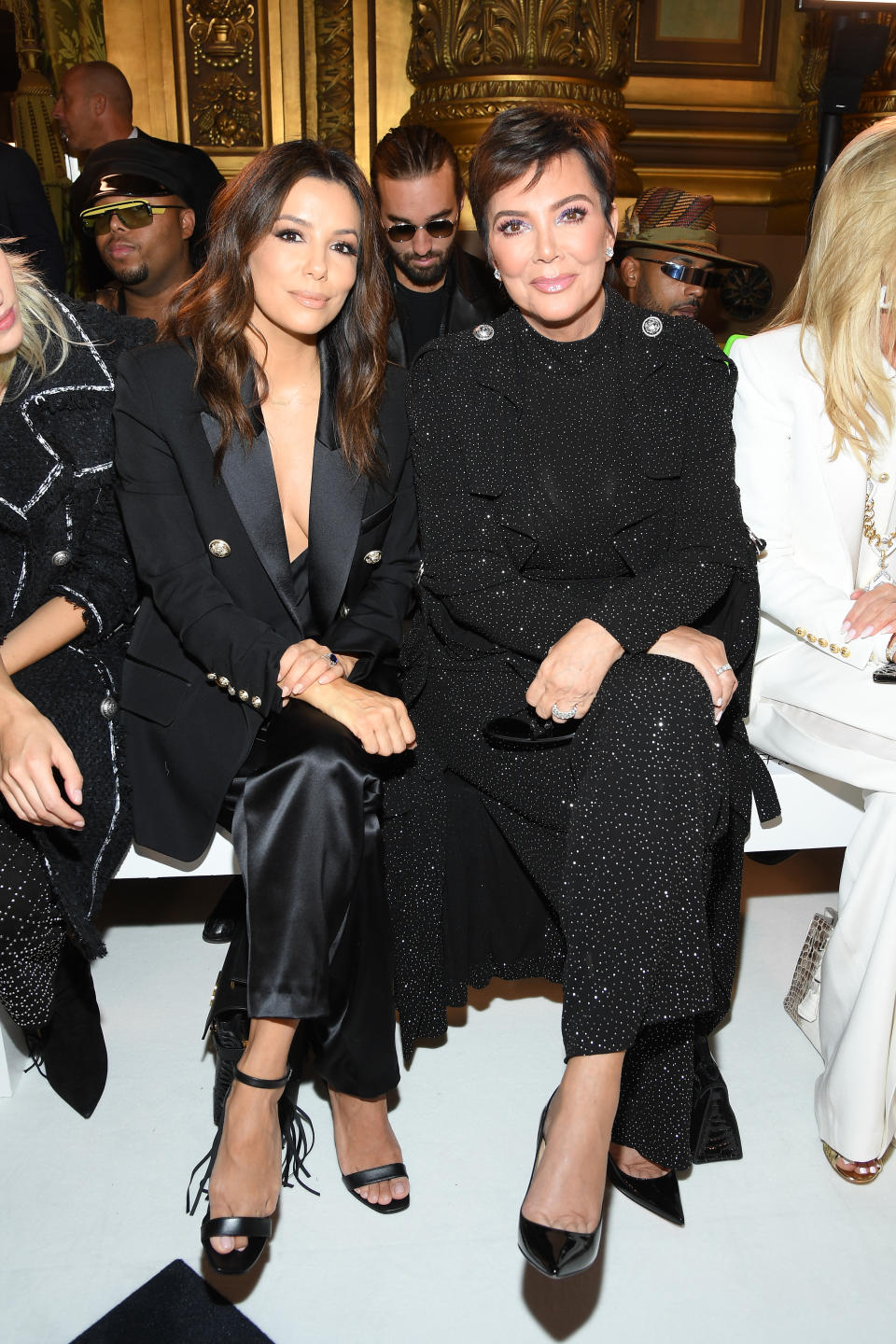 Eva Longoria and Kris Jenner at the Balmain September 2019 show at PFW