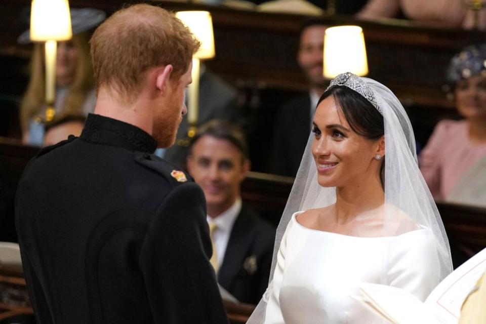 Meghan Markle and Prince Harry on their May 19, 2018 wedding day.