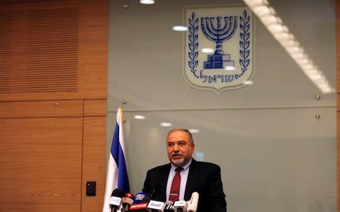 Avigdor Lieberman, Israel's defence minister, resigned on Wednesday - Credit: REUTERS/Ammar Awad