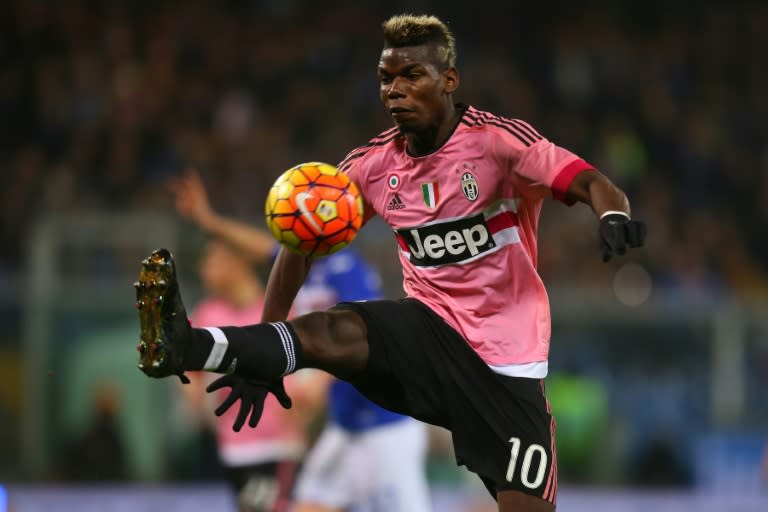 Juventus' Paul Pogba controls the ball during their Italian Serie A match against Sampdoria, at Luigi Ferraris Stadium in Genoa, on January 10, 2016