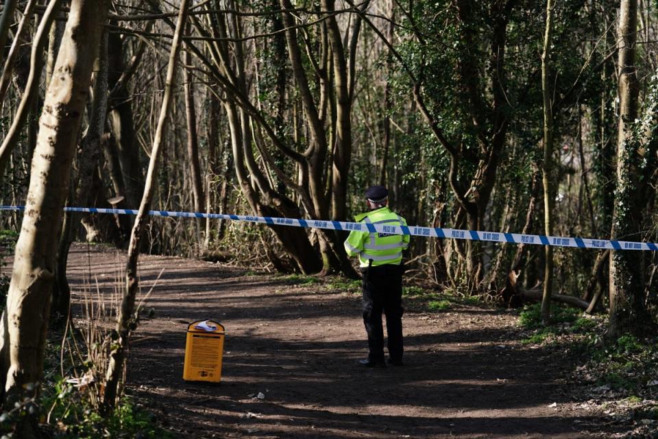 Police searching in woodland area in Brighton, East Sussex, near to where the baby’s remains were found (PA Wire)