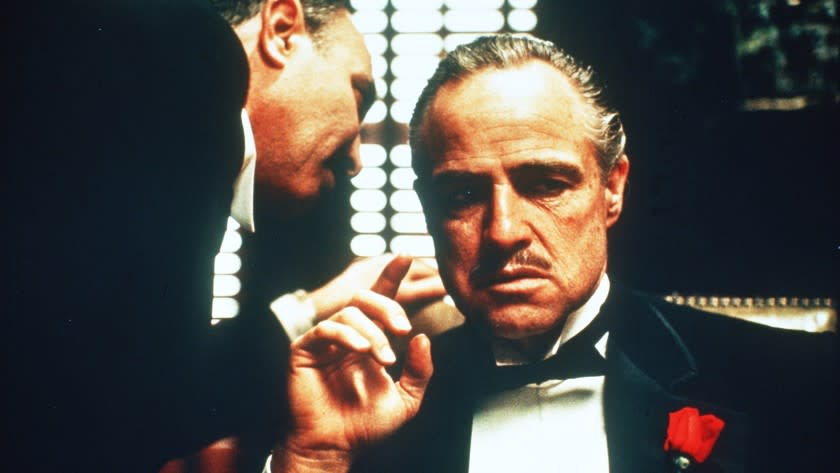 Marlon Brando, right, and Salvatore Corsitto in "The Godfather."