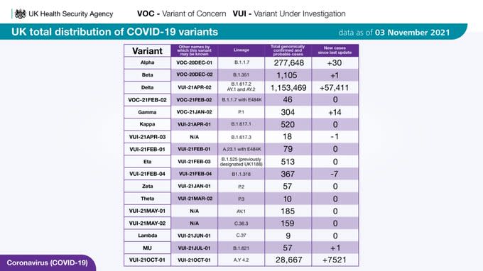 Cases of the VUI (Variant Under Investigation) Delta Plus have risen more than 7,000 in one week in the UK (UK Health Security Agency)