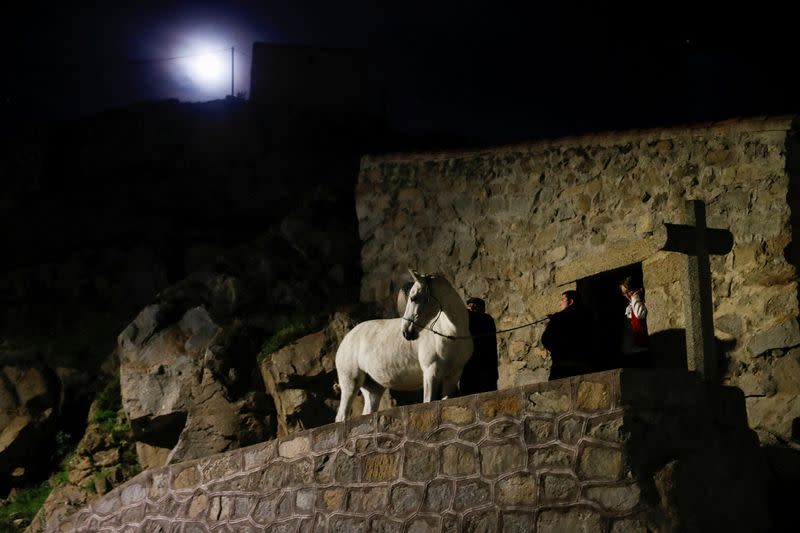 Annual "Luminarias" celebration on the eve of Saint Anthony's day, Spain's patron saint of animals, in the village of San Bartolome de Pinares