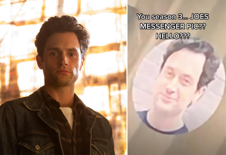 Joe (Badgley) and ... Not Joe? (Netflix, annabelllerya / TikTok)