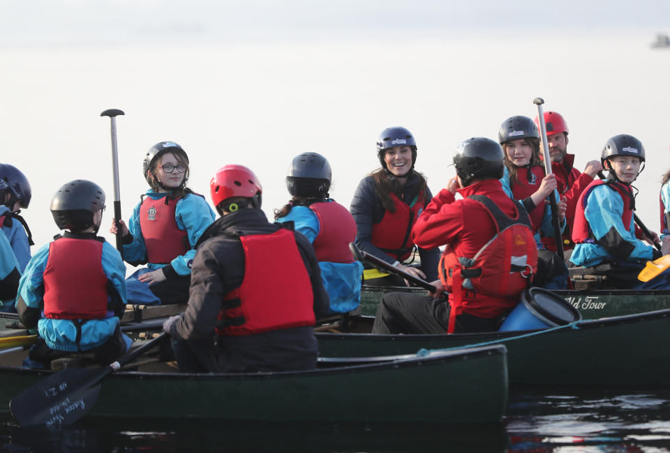 Kate during the canoe race at Extern charity’s Roscor Youth Village in Fermanagh, Northern Ireland. [Photo: PA]