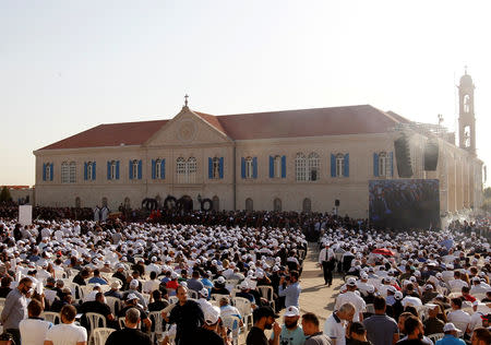 Mourners attend the funeral of Cardinal Nasrallah Sfeir, the former patriarch of Lebanon's Maronite church, at Bkerki, north of Beirut, Lebanon May 16, 2019. REUTERS/Aziz Taher