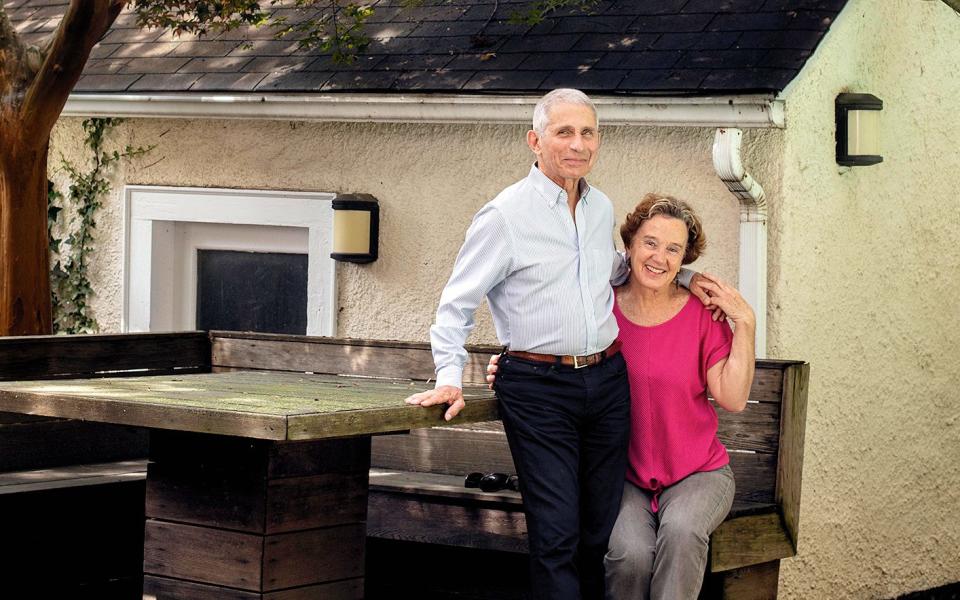 With his wife, Christine Grady, at home in Washington, DC in June last year - Redux / eyevine