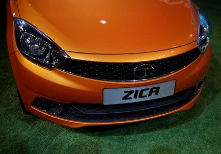 Tata Motors' newly launched Zica car is displayed at the Indian Auto Expo in Greater Noida, on the outskirts of New Delhi, India, February 3, 2016. REUTERS/Anindito Mukherjee