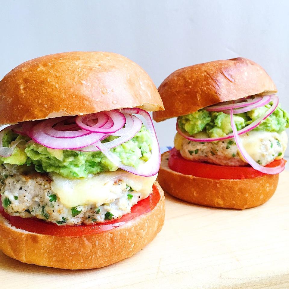 Spicy Guacamole Chicken Burgers