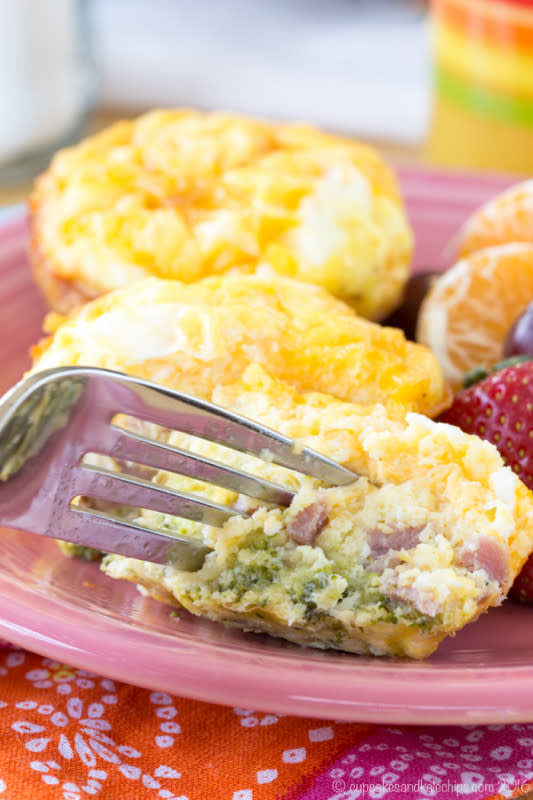 <p>Cupcakes & Kale Chips</p><p>A perfect make-ahead breakfast recipe to grab on the go with the yummy combo of broccoli and cheese.</p><p><strong>Get the recipe: </strong><a href="https://cupcakesandkalechips.com/broccoli-ham-and-cheese-egg-muffin-cups/" rel="nofollow noopener" target="_blank" data-ylk="slk:Broccoli, Ham and Cheese Egg Muffin Cups;elm:context_link;itc:0;sec:content-canvas" class="link rapid-noclick-resp"><strong>Broccoli, Ham and Cheese Egg Muffin Cups</strong></a></p>