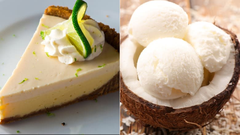 Key lime pie, coconut ice cream