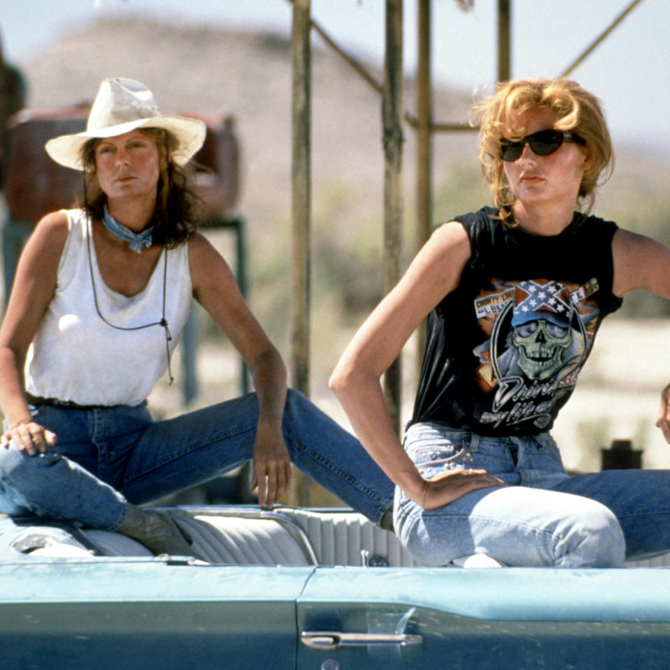 Susan Sarandon and Geena Davis in Thelma and Louise, 1966. (Alamy)