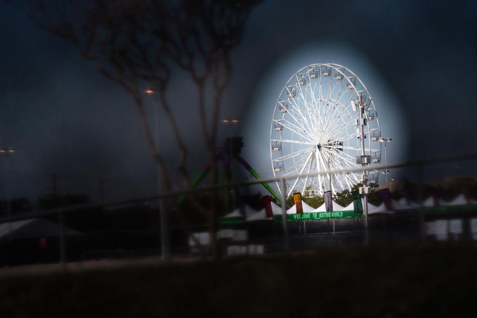 A general view of the ferris wheel from outside of the canceled AstroWorld festival at NRG Park on November 6, 2021 in Houston, Texas. According to authorities, eight people died and 17 people were transported to local hospitals after what they describe as a crowd surge at the Astroworld festival, a music festival started by Houston-native rapper and musician Travis Scott in 2018.