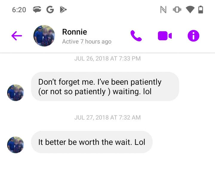 Facebook messages sent July 26, 2018, show Commonwealth's Attorney Ronnie Goldy communicating with a defendant.