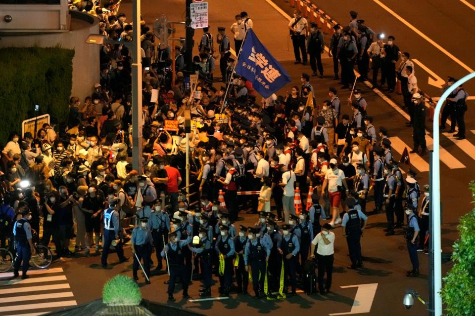 Protestors protesting against the Tokyo 2020 Olympic Games