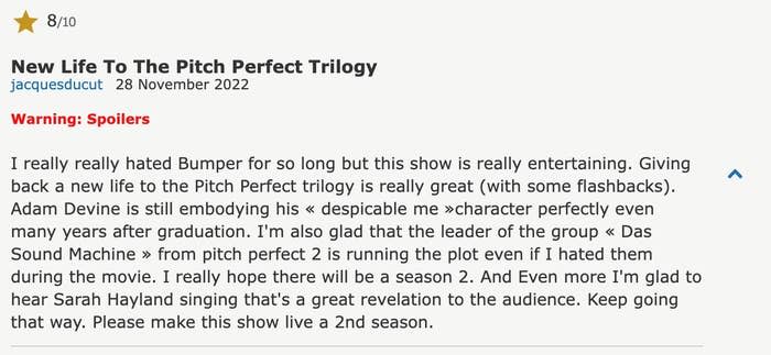 "Pitch Perfect: Bumper in Berlin" review on IMDB - 8/10