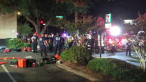 <p>A handout photograph made available by Univision Florida Central showing a view of the general scene of a shooting at Pulse Nightclub in Orlando, Florida, June 12, 2016. Orlando Police state there are multiple injuries with reports stating that the attacker is still inside the club and has taken hostages. (EPA/UNIVISION FLORIDA CENTRAL) </p>