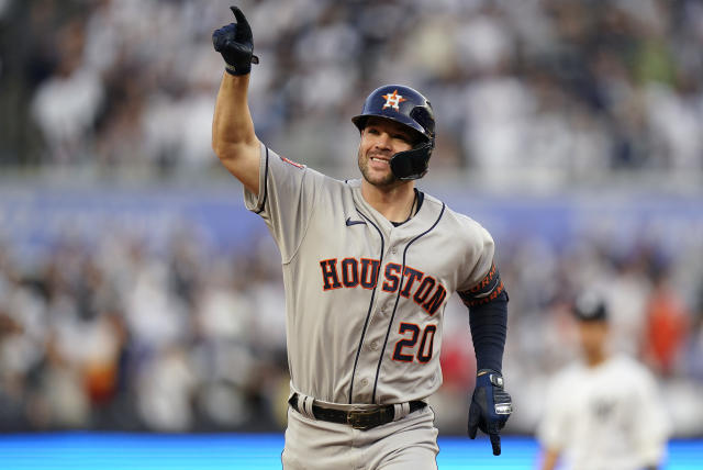 Astros' Javier pitches in coffee-stained uniform after pregame