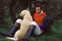 <p>Prince Charles with his yellow lab Harvey at the Quorn Hunt Cross Country Event.</p>