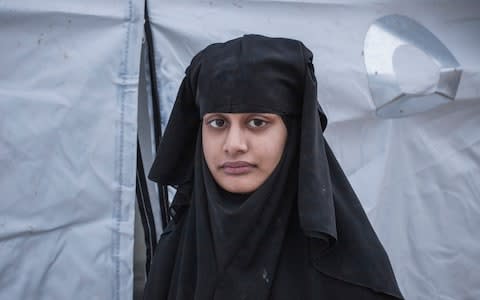 British Isil bride Shamima Begum pictured in al-Hol camp earlier this year - Credit: Sam Tarling