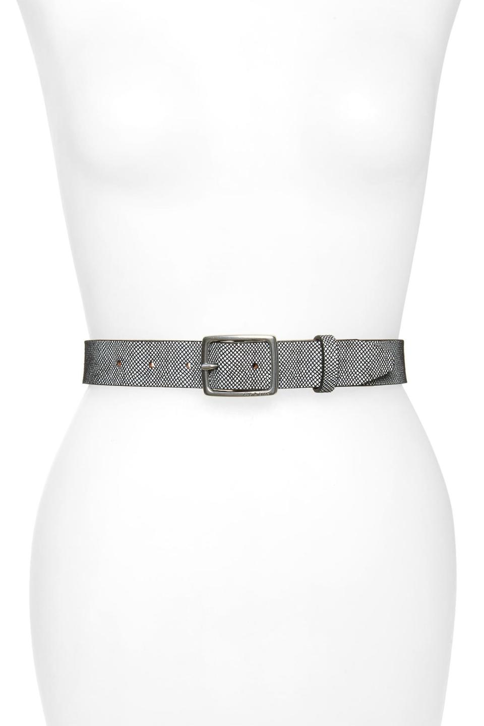 Snake Embossed Leather Belt