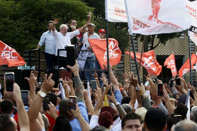 Brazil's former President Lula da Silva starts his presidential campaign, in Sao Bernardo do Campo