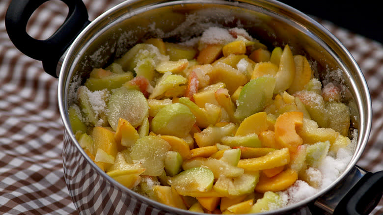 fruit mascerating in pan