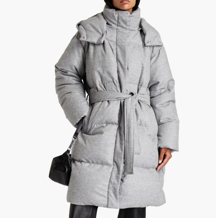 Joseph Celida quilted wool-blend flannel down coat.