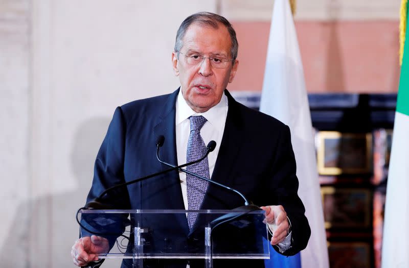 FILE PHOTO: Russian Foreign Minister Sergei Lavrov and Italian Foreign Minister Luigi Di Maio meet in Rome