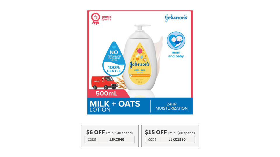 Johnson's Baby Milk + Oats Lotion. (Photo: Lazada SG)