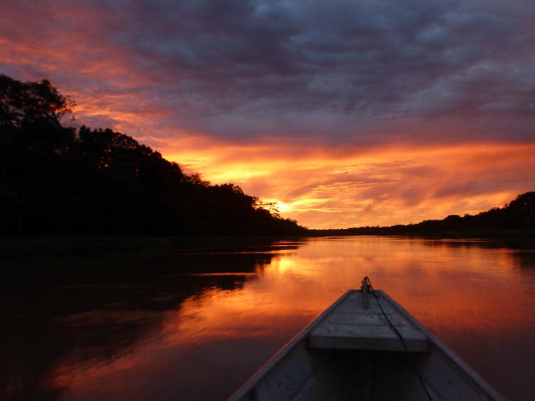 <span class="caption">The Amazon at sunset.</span> <span class="attribution"><span class="source">Mark Abrahams</span>, <span class="license">Author provided</span></span>