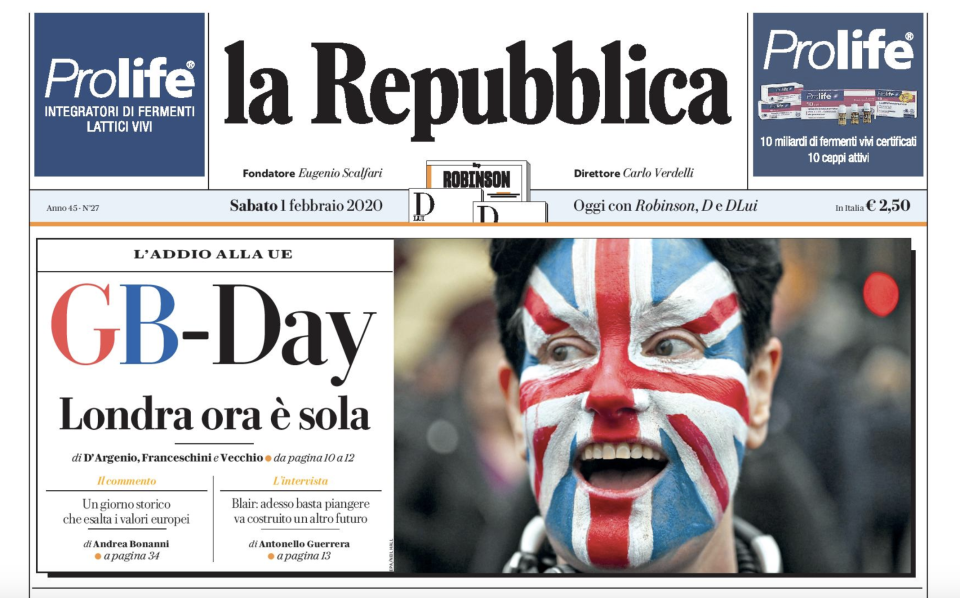 Italy’s La Repubblica asks whether the “schism” of Brexit signals a “nightmare".