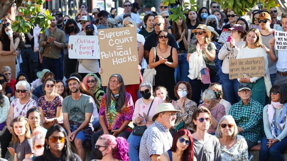 Over 300 people rallied at the San Luis Obispo County Courthouse the day the Supreme Court overturned the Roe v. Wade decision on June 24, 2022.