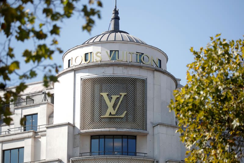 FILE PHOTO: Louis Vuitton logo outside a store in Paris