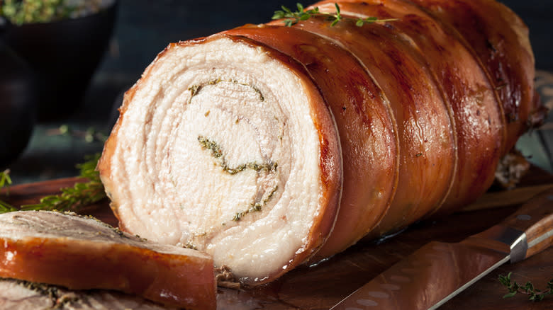 sliced porchetta