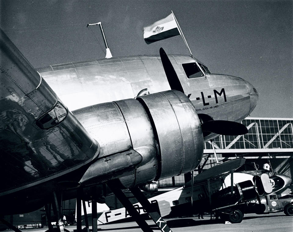 NETHERLANDS - APRIL 23:  When the DC-3 was introduced in 1936, it was the first airliner able to carry a sufficient number of passengers in such comfort and at such a cost as to encourage and promote a healthy growth of air traffic. It was known as the 'Dakota', or 'Pioneer 'when operated for the British armed forces and by British European Airways. KLM (the national Dutch airline) began in 1919 and was the first commercial airline company in the world. The DC-3 pictured was shot down over the Bay of Biscay on 1 June 1943 while en route from Whitchurch (near Bristol) to Lisbon. Amongst the passengers killed was the actor Leslie Howard, although it is thought that the Luftwaffe's target was Winston Churchill, who German intelligence said was on board the flight.  (Photo by SSPL/Getty Images)