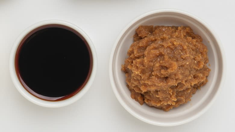 Miso and soy sauce 