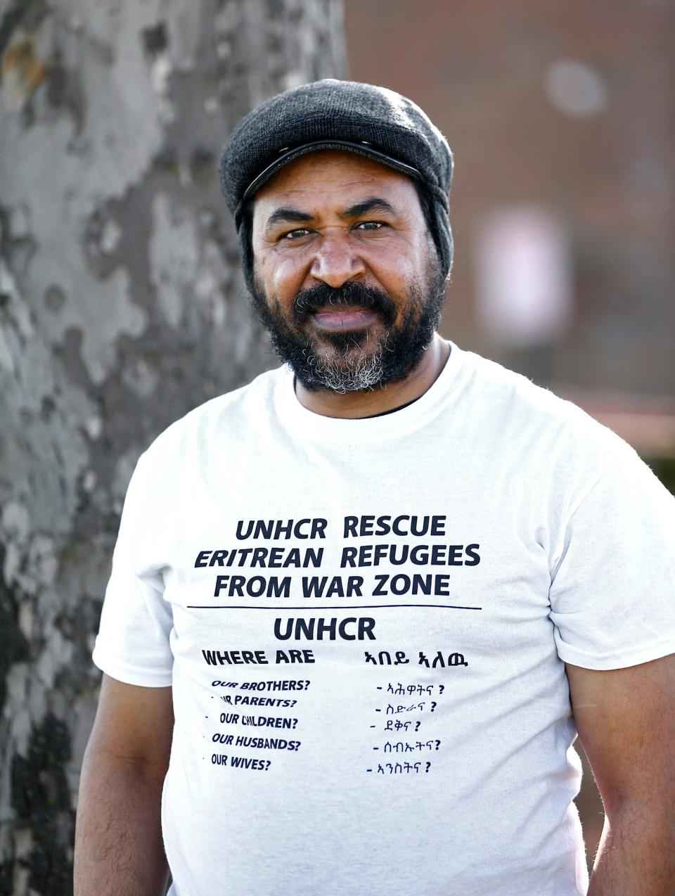 Mulugeta Gebresilasie is a former Eritrean refugee and now works for Community Refugee and Immigration Services (CRIS). He is trying to raise awareness of the thousands of Eritrean refugees who were displaced from, killed and abused in refugee camps in the Tigray region of Ethiopia. He is posing for a portrait outside of the CRIS office on Monday, March 22, 2021.