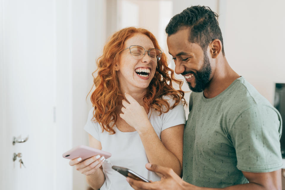 Couple laughing together