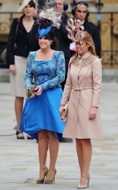 Princess Eugenie wearing Vivienne Westwood at the royal wedding in 2011 - Credit: Getty