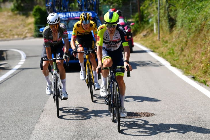 <span class="article__caption">Oldani, Rota and Leemreize lit up the stage with a three-strong break.</span> (Photo: Getty Images)