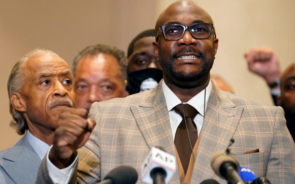 George Floyd's brother Philonise Floyd speaks during a news conference after the verdict was read in the trial of former Minneapolis Police officer Derek Chauvin - AP