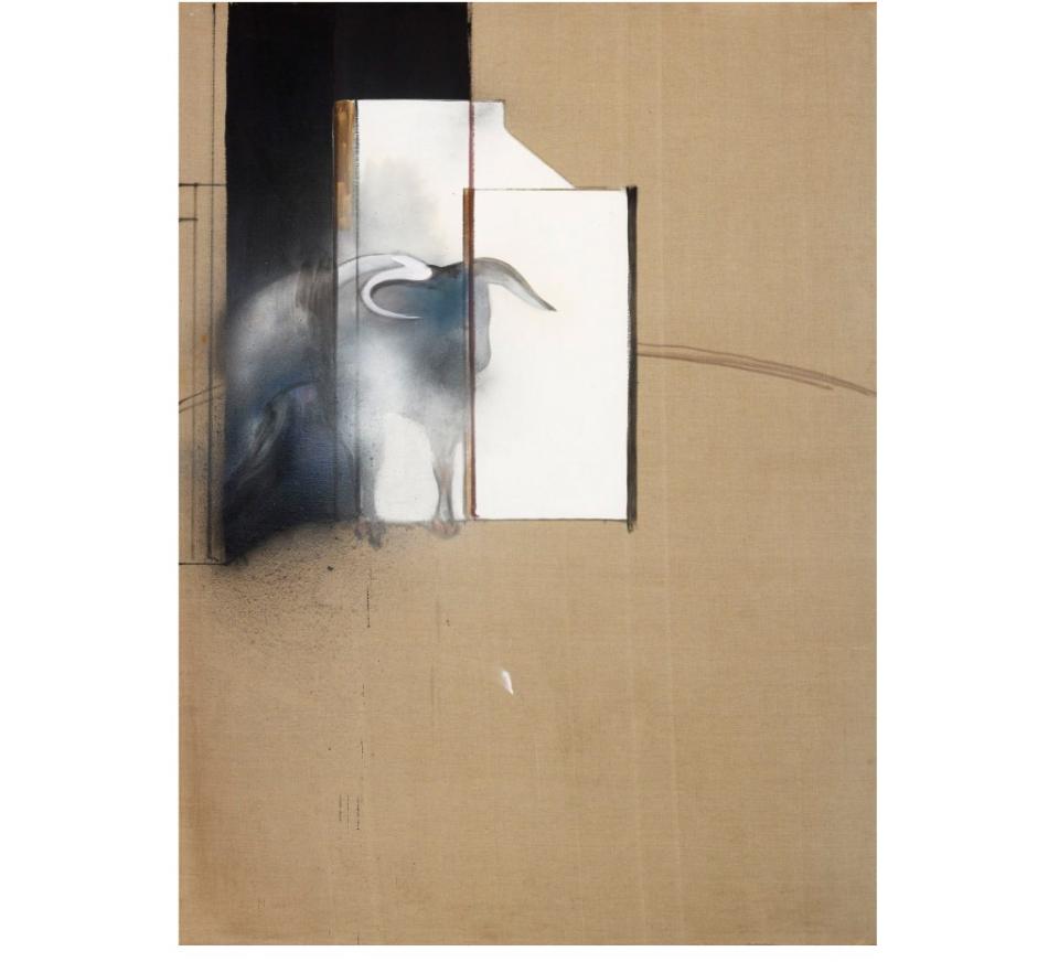 <i>Study of a Bull</i>, 1991, by Francis Bacon. Oil, aerosol, and dust on canvas.