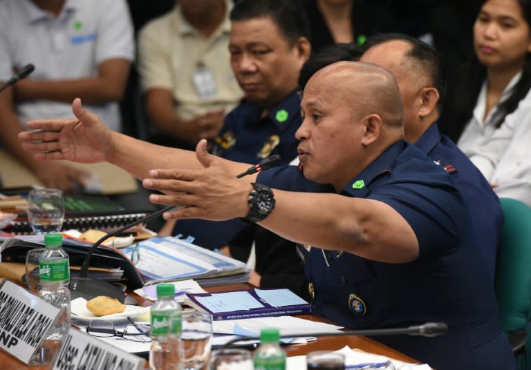 Philippine national police director, General Ronald Dela Rosa, speaks during a senate hearing in Manila, on august 23, 2016, on the spate of extra judicial killings