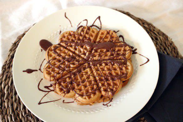 Coffee Waffles With Chocolate Drizzle