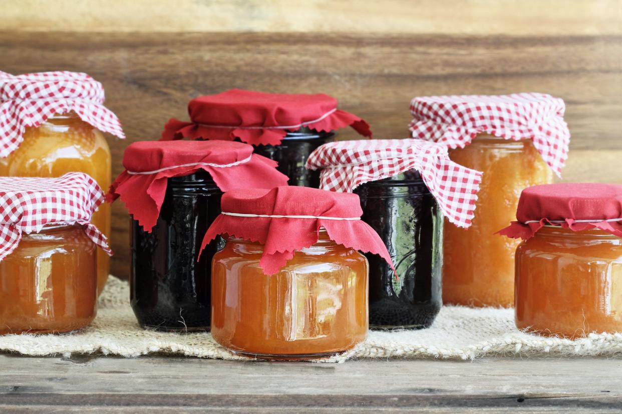 Variety of homemade jams and preserves