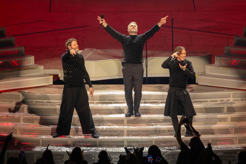 Take That take to the stage at the AO Arena for the first of five homecoming shows at the venue