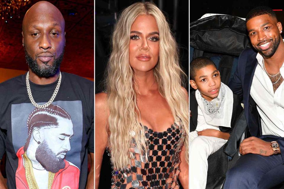 <p>Leon Bennett/Getty, Christopher Polk/E! Entertainment/NBCUniversal/NBCU Photo Bank via Getty, George Pimentel/Getty</p> From left: Lamar Odom, Khloé Kardashian, and Tristan Thompson with brother Amari