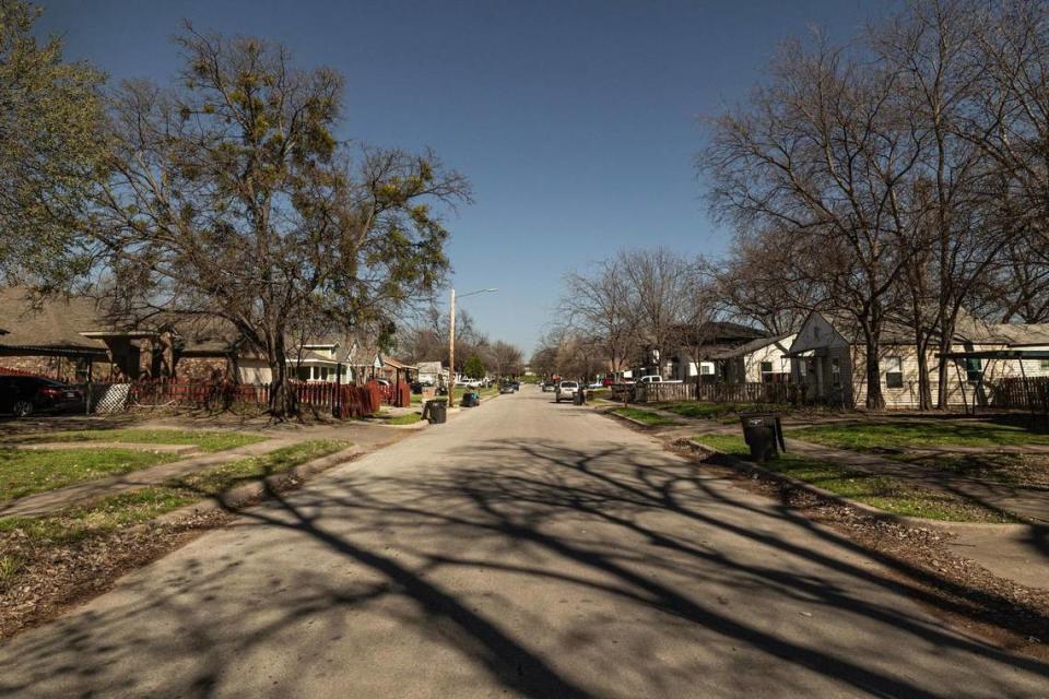 Carver Avenue in the Greenway neighborhood of Fort Worth on Wednesday, Feb. 21, 2024. Greenway is getting increased attention from home builders looking to purchase land close to downtown which increases property taxes for residents who might not be able to afford the hefty prices.